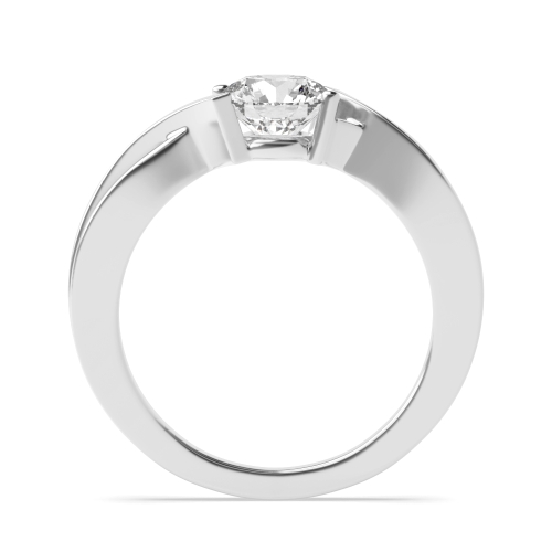 Channel Setting Round Silver Modern Engagement Rings
