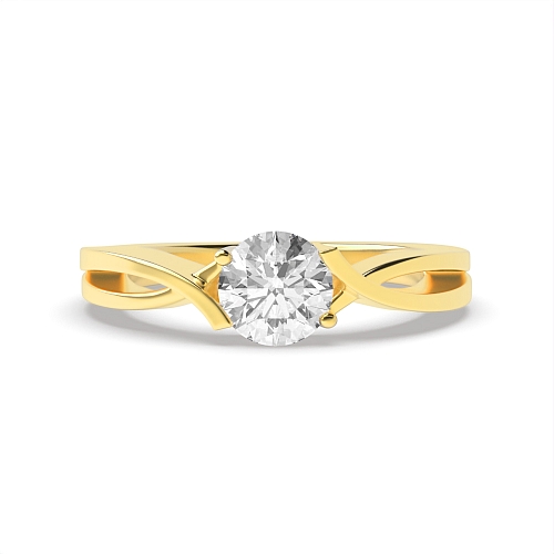Channel Setting Round Yellow Gold Modern Engagement Rings