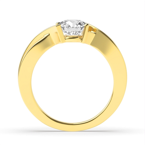 Channel Setting Round Yellow Gold Modern Engagement Rings
