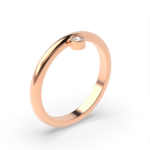 Bezel Setting Round Rose Gold Minimal modern Engagement Rings