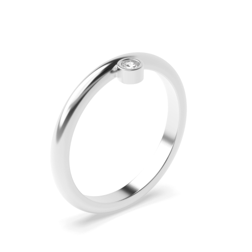 Bezel Setting Round Minimal modern Naturally Mined Diamond Engagement Rings