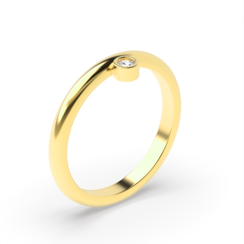 Bezel Setting Round Yellow Gold Minimal modern Engagement Rings