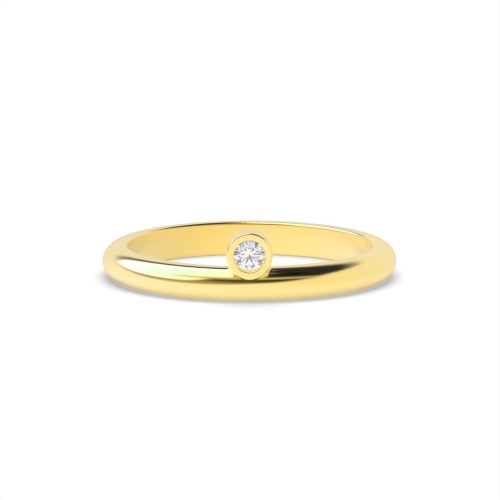 Bezel Setting Round Yellow Gold Minimal modern Engagement Rings
