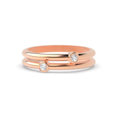 Bezel Setting Round Rose Gold Double the love Toi Et Moi Diamond Rings