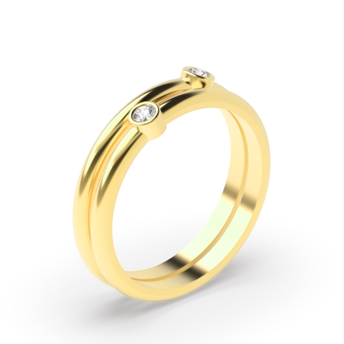 Bezel Setting Round Yellow Gold Double the love Toi Et Moi Diamond Rings
