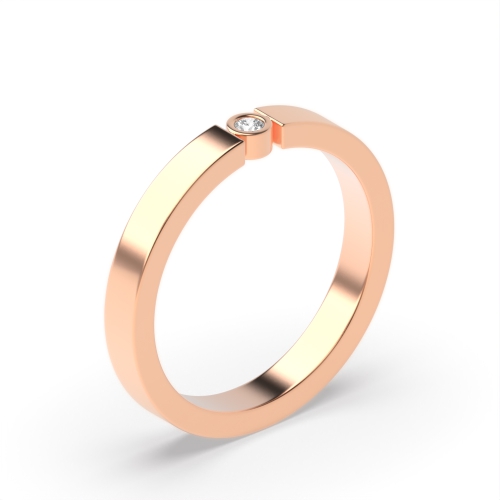 Bezel Setting Round Rose Gold Flush band Engagement Rings
