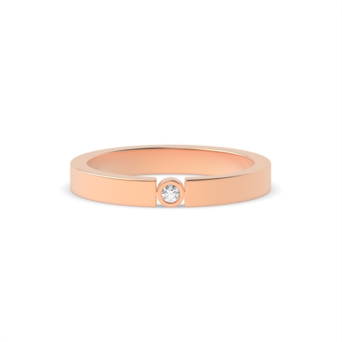 Bezel Setting Round Rose Gold Flush band Engagement Rings
