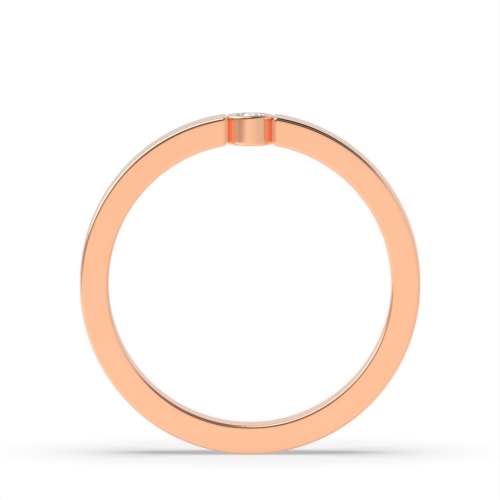 Bezel Setting Round Rose Gold Flush band Engagement Rings