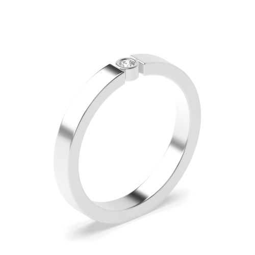 Bezel Setting Round Flush band Naturally Mined Diamond Engagement Rings