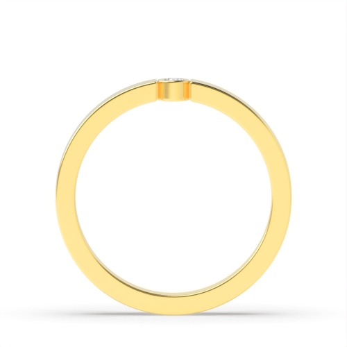 Bezel Setting Round Yellow Gold Flush band Engagement Rings