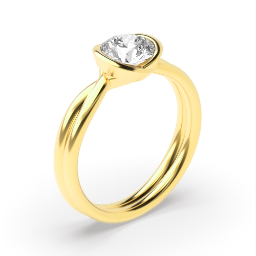 Channel Setting Round Yellow Gold Splendid Unique Engagement Rings