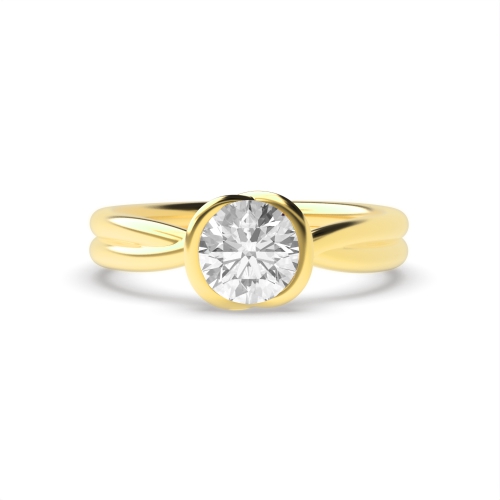 Channel Setting Round Yellow Gold Splendid Unique Engagement Rings