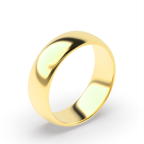 Yellow Gold D-Profile Men's Plain Wedding Band