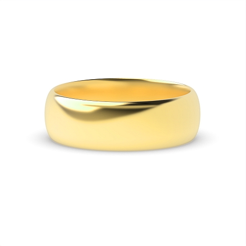 Yellow Gold D-Profile Men's Plain Wedding Band