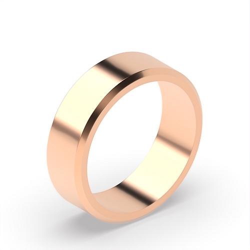 Rose Gold Bevelled Edge Profile Men's Plain Wedding Band