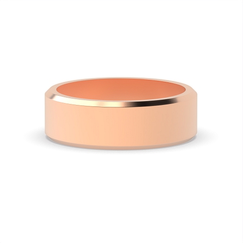 Rose Gold Bevelled Edge Profile Men's Plain Wedding Band