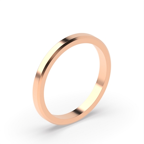 Rose Gold Bevelled edge profile Plain Ring Wedding Rings & Bands