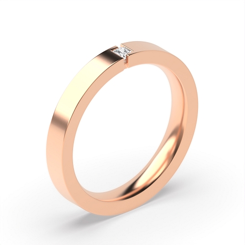 Flush Setting Princess Rose Gold Unusual Diamond Rings