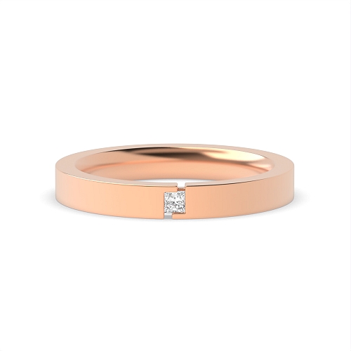 Flush Setting Princess Rose Gold Unusual Diamond Rings