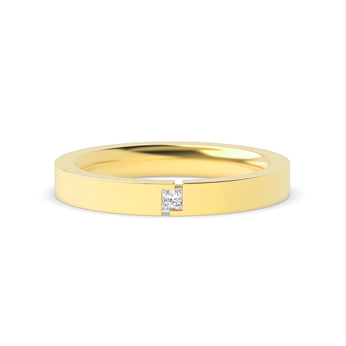 Flush Setting Princess Yellow Gold Unusual Diamond Rings