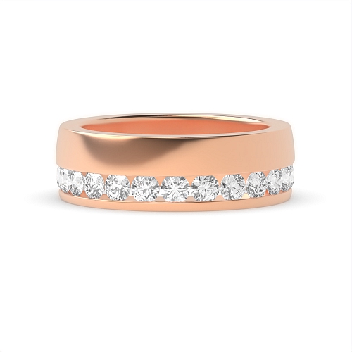 Channel Setting Round Rose Gold Unique Band Diamond Rings