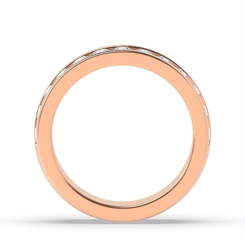 Channel Setting Round Rose Gold Unique Band Diamond Rings