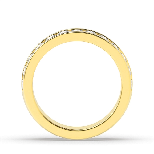Channel Setting Round Yellow Gold Unique Band Diamond Rings