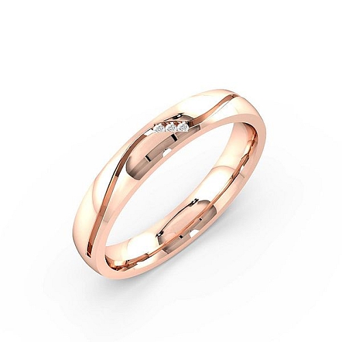 Pave Setting Round Rose Gold Wavy wedding Band Diamond Rings