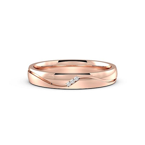 Pave Setting Round Rose Gold Wavy wedding Band Diamond Rings