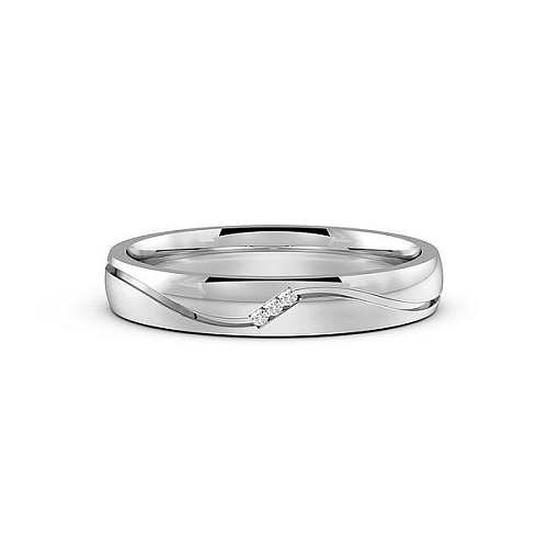 Pave Setting Round White Gold Wavy wedding Band Diamond Rings