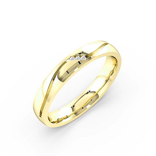 Pave Setting Round Yellow Gold Wavy wedding Band Diamond Rings