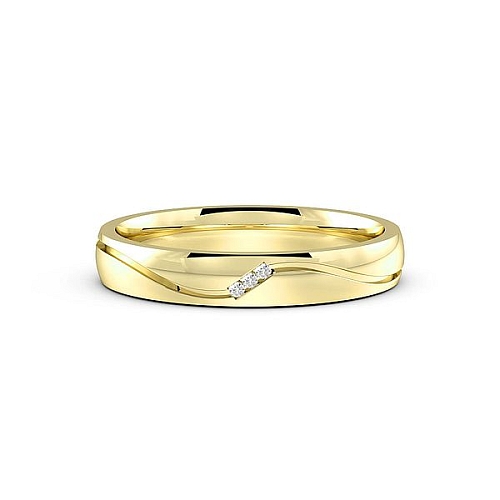 Pave Setting Round Yellow Gold Wavy wedding Band Diamond Rings