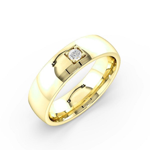 Pave Setting Round Yellow Gold Impeccable Band Diamond Rings