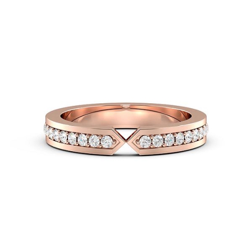 Pave Setting Round Rose Gold Narrow end wedding Diamond Rings