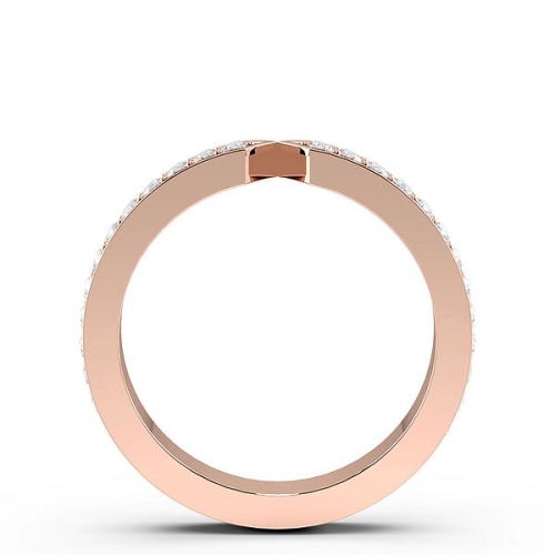 Pave Setting Round Rose Gold Narrow end wedding Diamond Rings