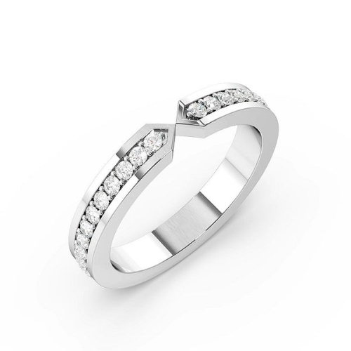 Pave Setting Round Narrow end wedding Half Eternity Diamond Rings