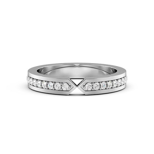 Pave Setting Round Narrow end wedding Half Eternity Diamond Rings