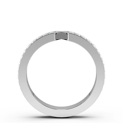 Pave Setting Round Narrow end wedding Half Eternity Diamond Rings