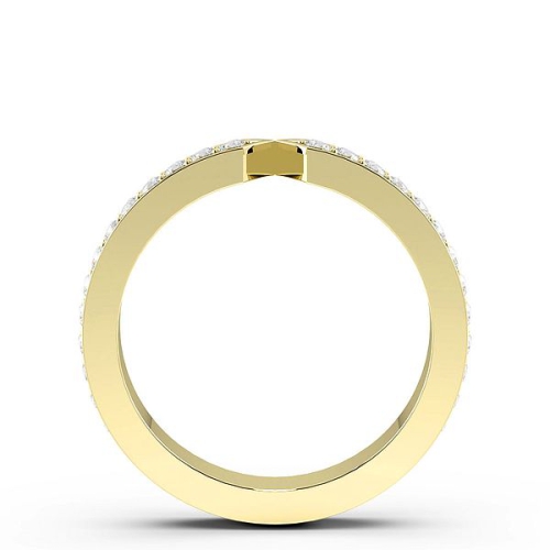Pave Setting Round Yellow Gold Narrow end wedding Diamond Rings