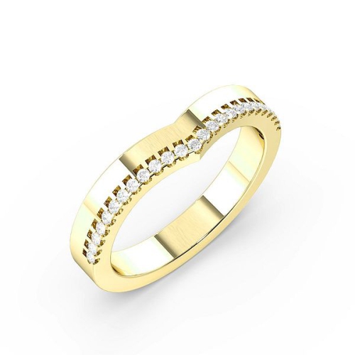 Pave Setting Round Yellow Gold Wishbone wedding Wedding Rings & Bands