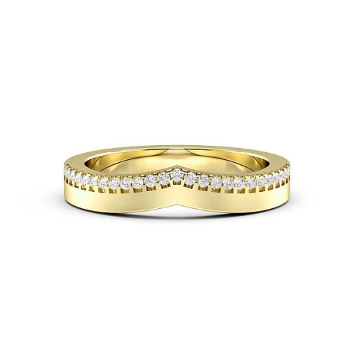 Pave Setting Round Yellow Gold Wishbone wedding Wedding Rings & Bands