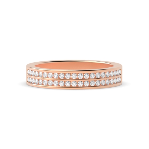 Channel Setting Round Rose Gold Two row Eternity Diamond Rings