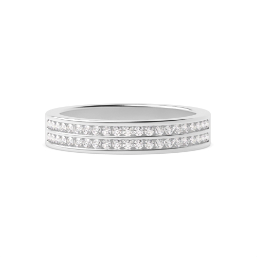 Channel Setting Round Platinum Two row Eternity Diamond Rings