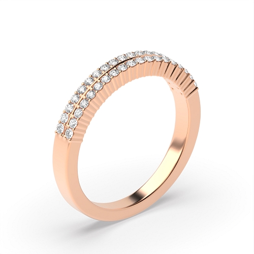 4 Prong Round Rose Gold 2 rows 3.00mm Eternity Diamond Rings