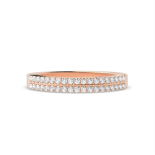 4 Prong Round Rose Gold 2 rows 3.00mm Eternity Diamond Rings