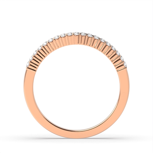 4 Prong Round Rose Gold 2 rows 3.00mm Eternity Diamond Rings