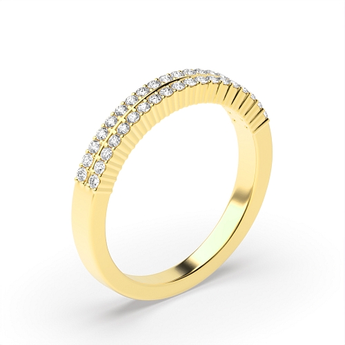 4 Prong Round Yellow Gold 2 rows 3.00mm Eternity Diamond Rings