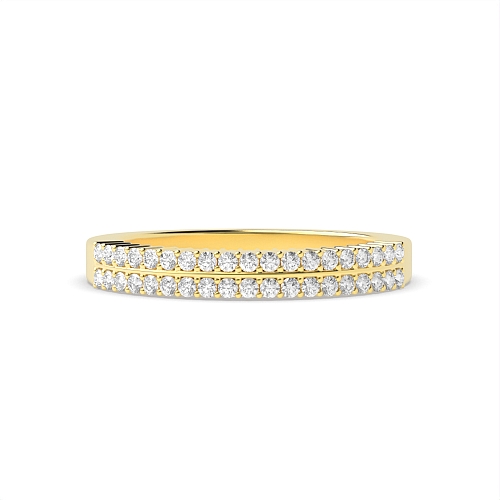 4 Prong Round Yellow Gold 2 rows 3.00mm Eternity Diamond Rings