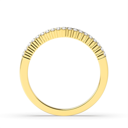 4 Prong Round Yellow Gold 2 rows 3.00mm Eternity Diamond Rings