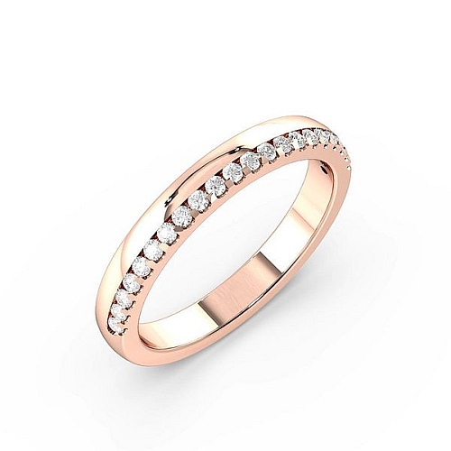 Pave Setting Round Rose Gold Narrow Eternity Diamond Rings